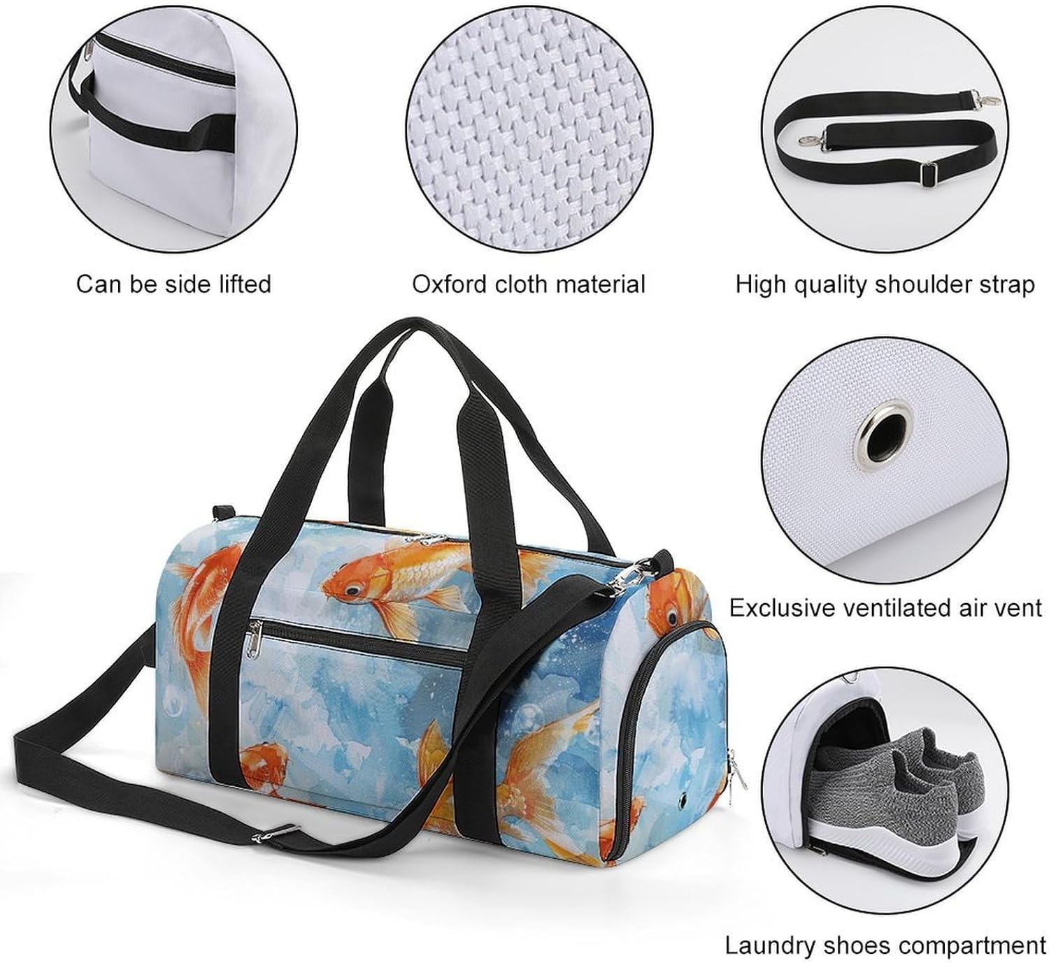 Swim in Water Barrel Gym Bags for Men And Women, Duffle Bag for Travel Sports Bag Camping Weekend Carry on Overnight Duffel Bag with Shoulder Strap