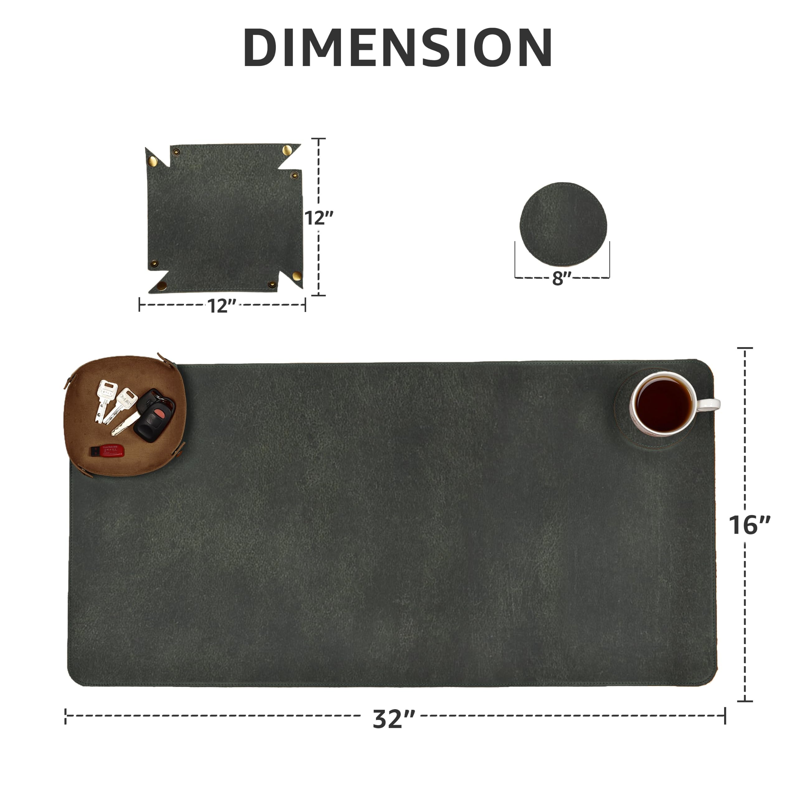 LEATHER VILLAGE Schreibtischunterlage aus echtem Leder, 3 mm dick, doppellagig, groß, Vollnarbenschutz für Tastatur, Maus und Laptop, Bürotischunterlage und Schreibtischzubehör, 81,3 x 40,6 cm