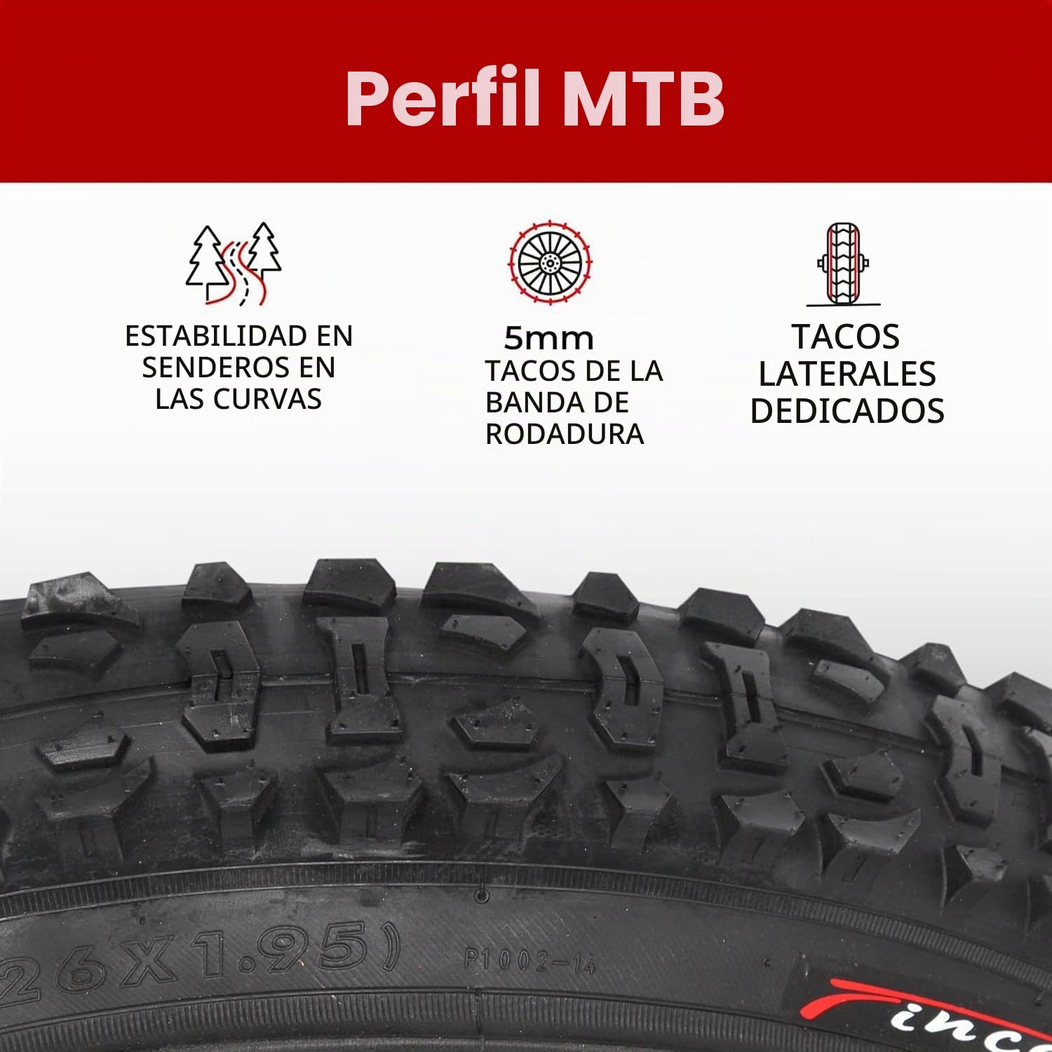 Fincci Cubiertas MTB 26 x 1.95 Pulgadas con 2X Camara de Aire Schrader 50-559 - Neumáticos Plegable 26" para Niños, Adolescentes y Adultos, Montaña, Eléctrica, Mountain Bike y Bicicleta Carretera