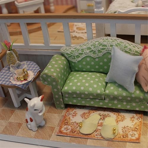 Miniatura 5 de Montar casa de muñecas DIY juguete de madera en miniatura casas de muñecas en miniatura juguetes con muebles luces LED regalo de cumpleaños