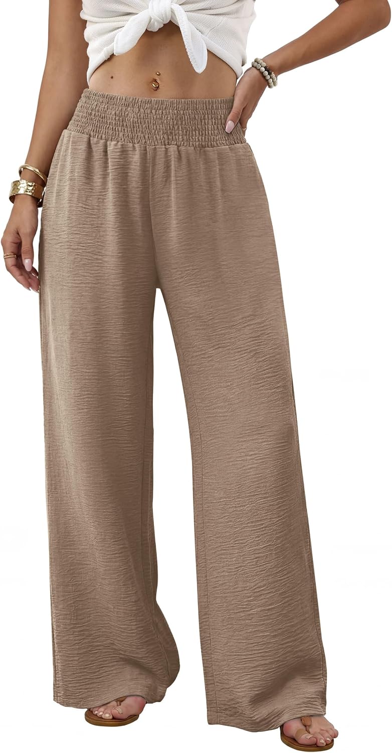 Sampeel Wide Leg Pants Woman High Waist Trousers with Pockets Casual Lounge thumbnail
