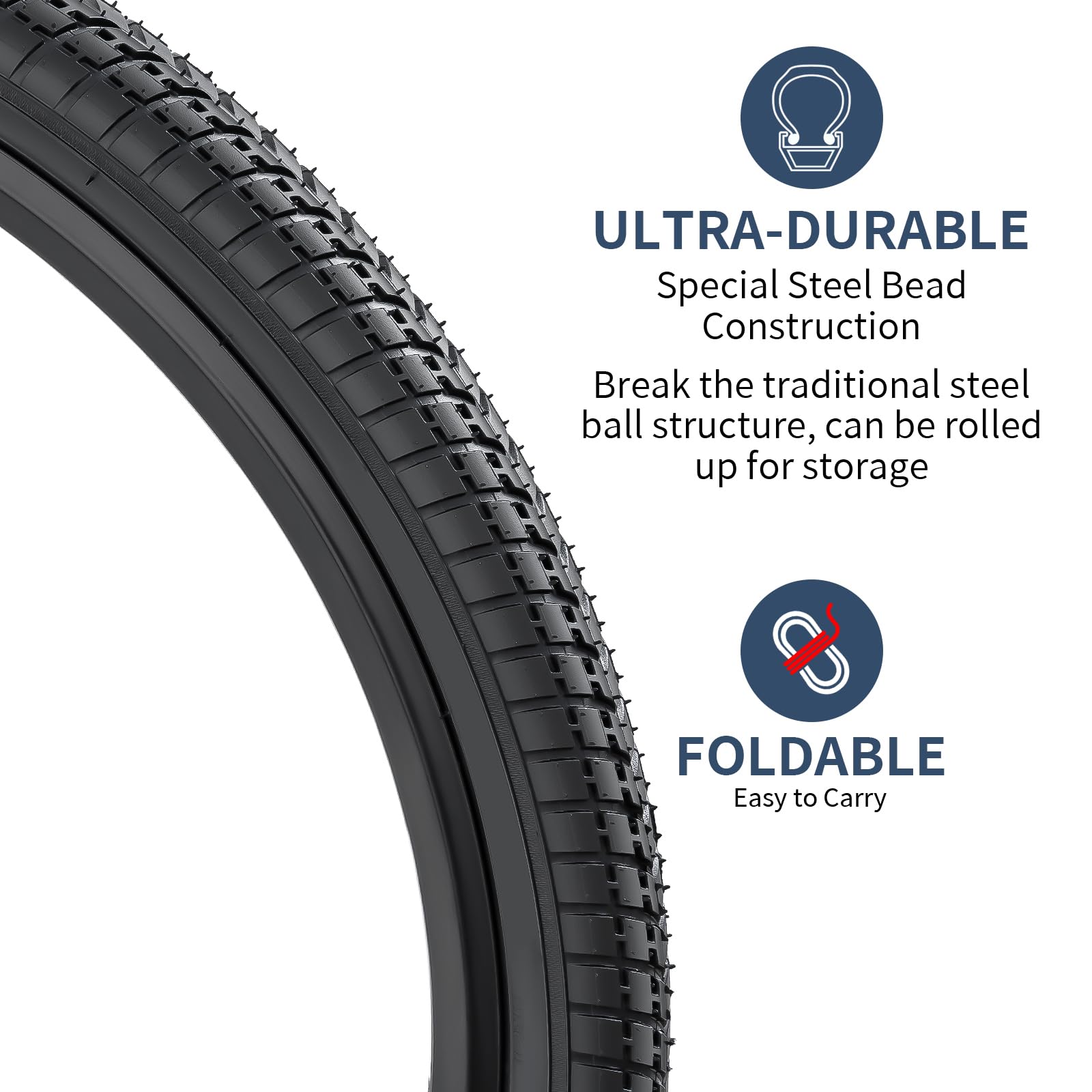 YunSCM 2 Pack 26 Inch Bike Tyres 26x1.95 ETRTO 53-559 With 2