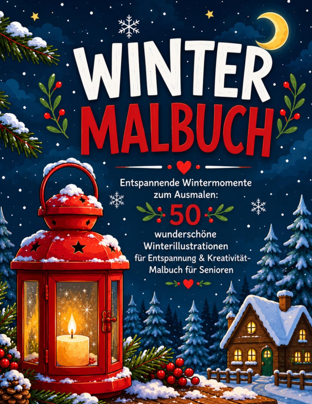 Winter Malbuch: Entspannende Wintermomente zum Ausmalen: 50 wunderschöne Winterillustrationen für Entspannung & Kreativität- Malbuch für Senioren (Gemütliche Jahreszeiten: Verzaubernde Rückzugsorte)