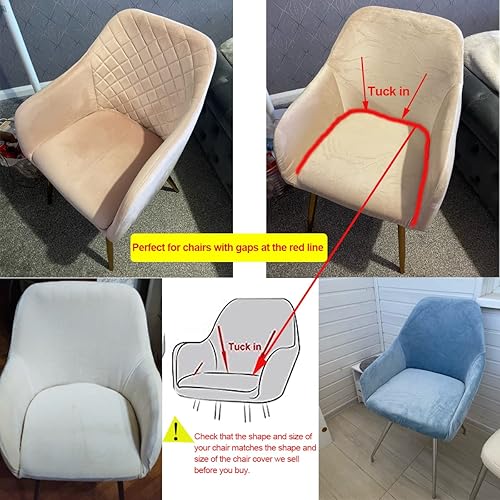 Miniatura 3 de Fundas elásticas de terciopelo para sillas de comedor con brazos, pequeñas y curvas, fundas protectoras para sillas de comedor, juego de 642 para