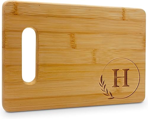 Tablas de cortar personalizadas, pequeña tabla de cortar grabada con monograma (H) - Tabla de cortar de bambú personalizada de 9 x 6 pulgadas con
