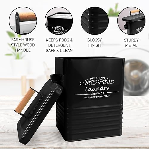 Miniatura 4 de ELITAPRO Laundry Detergent Storage Container with Scoop & Lid - Modern Farmhouse Metal Powder Dispenser for Laundry Room Decor & Accessories