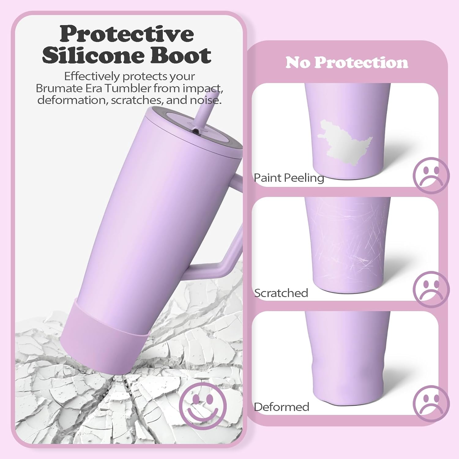 2Pcs Silicone Boot Compatible with Brumate Era 40 oz 30 oz Tumbler, Anti-Slip Bottom Sleeve Cover Bumper, Protective Water Bottles Accessories, BPA-Free (Lavender) - Image 3