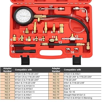 BOOMSTART 12pcs Oil Pressure Gauge Gauge Tester 0-35Bar (0-500psi) Oil