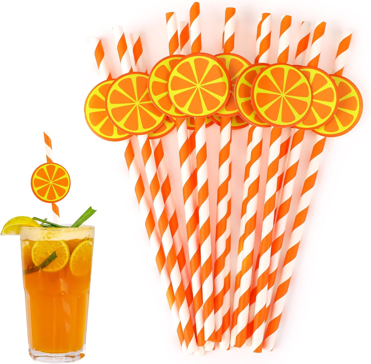 Pitillos naranja de papel, 30 unidades miniatura 1