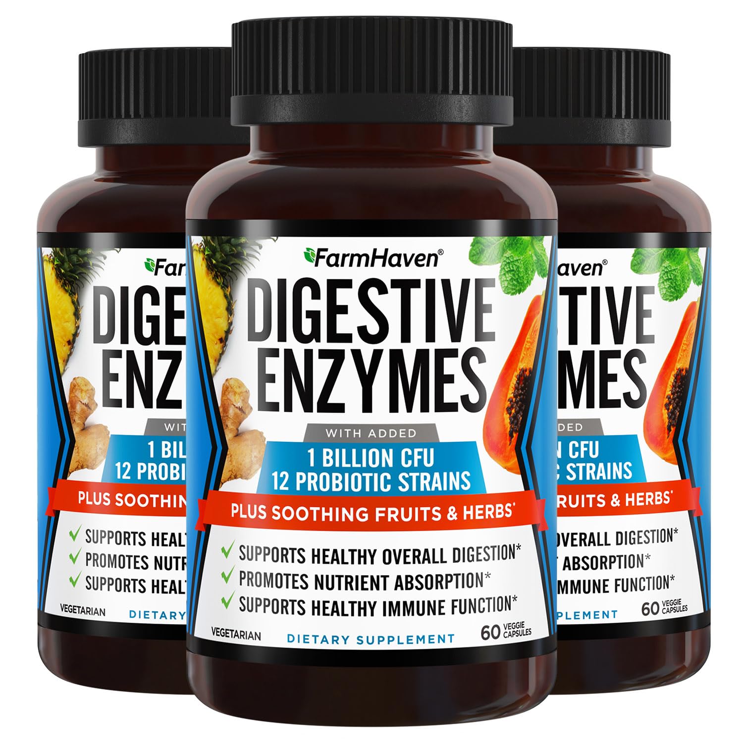 [BRSRMFABBYIGGA3V] FarmHaven Digestive Enzymes with 18 Probiotics & Herbs, 180 Capsules