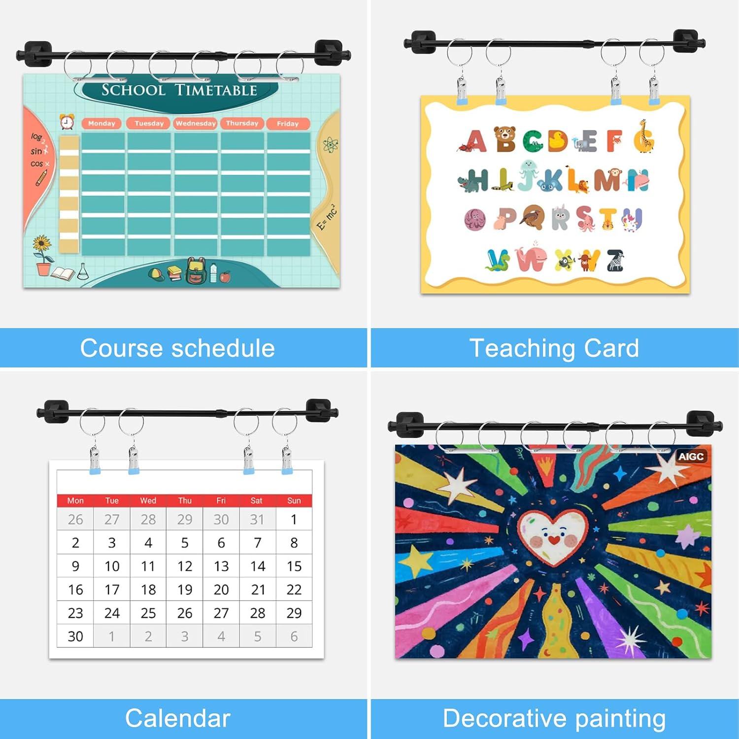 Magnetic Rod for Classroom Whiteboard, Adjustable 16–30 in image 3