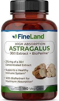 FineLand Astragalus 301 Extract, 275 mg - Formula with BioPerine - Non-GMO - 180 Veggie Capsules