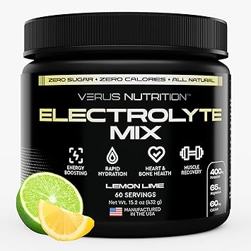Electrolytes Powder No Sugar- Zero Calorie Hydration Powder | Sugar Free Electrolytes for Fasting, Keto & Vegan | Natural Ingredients Electrolyte Mix, 60 Servings Lemon Lime