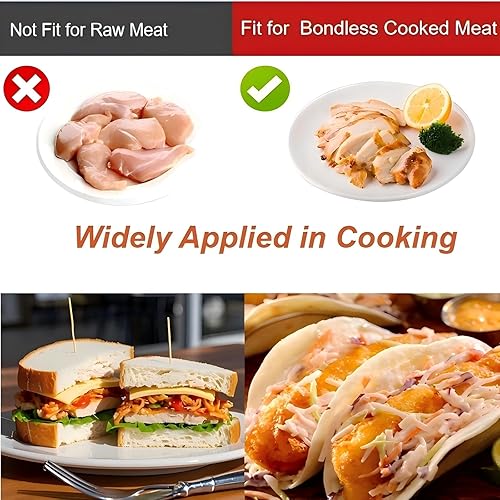 Miniatura 6 de Trituradora de pollo, trituradora de carne torcida, grande para pechugas de pollo, carne de cerdo desmenuzada con garras de acero inoxidable 304