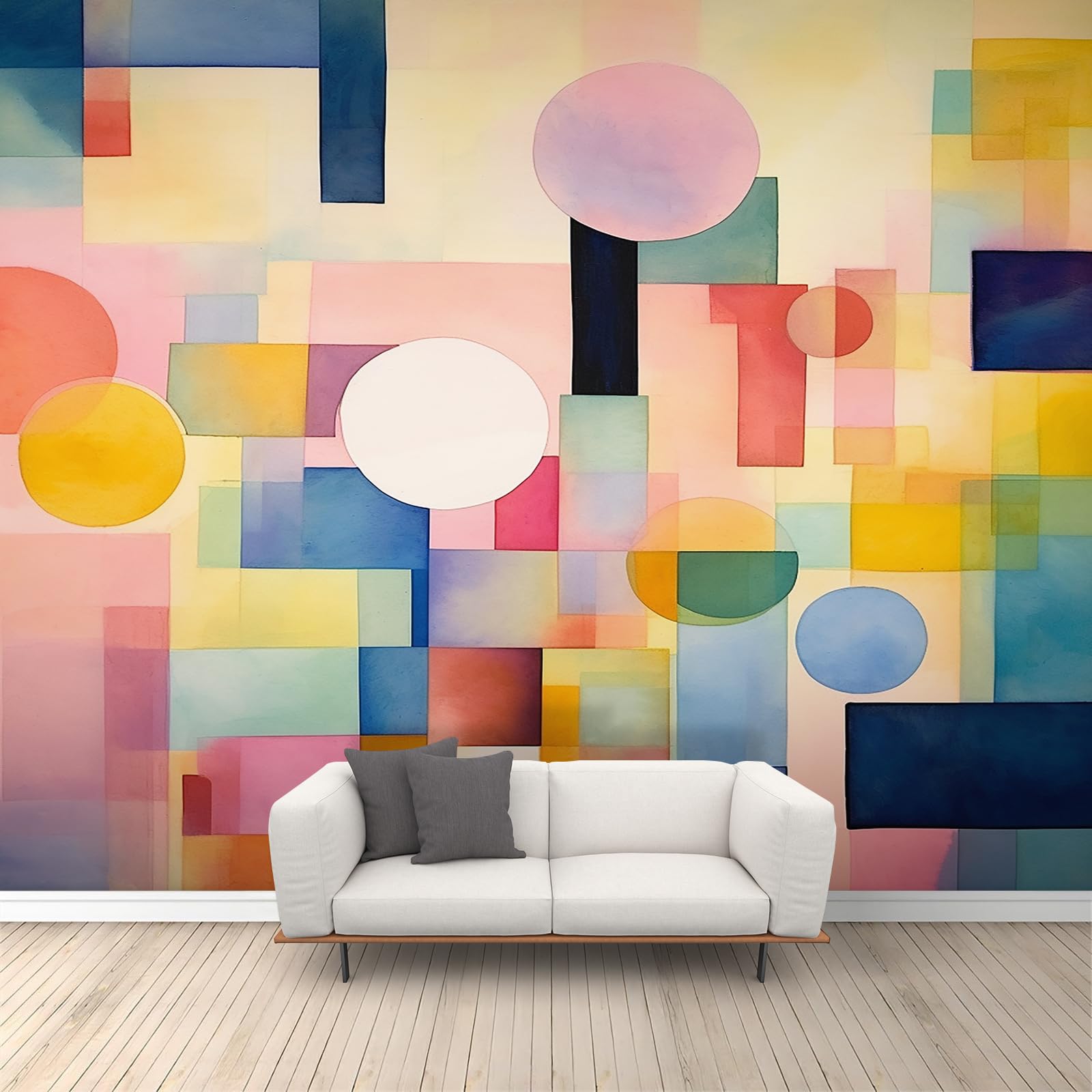 Papier peint autocollant géométrique coloré pour sticker mural salon