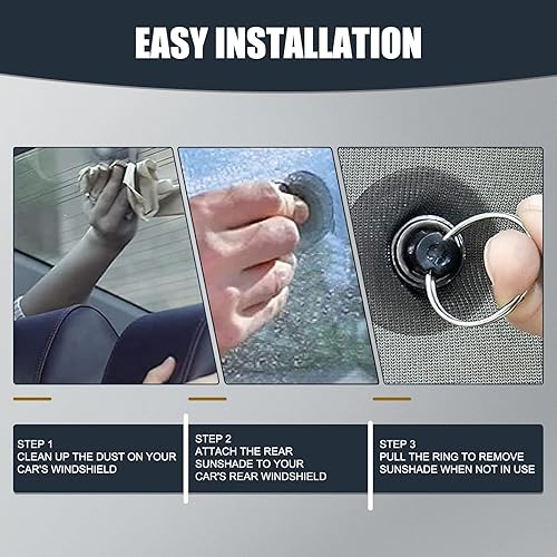 Miniatura 5 de Pack-1 Persiana para ventana de automóvil, 39.37 pulgadas x 19.68 pulgadas, malla de aislamiento térmico transpirable, cobertura completa, cubierta