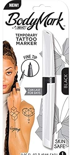 BIC BodyMark - Marcador temporal para tatuaje, punta fina, color negro