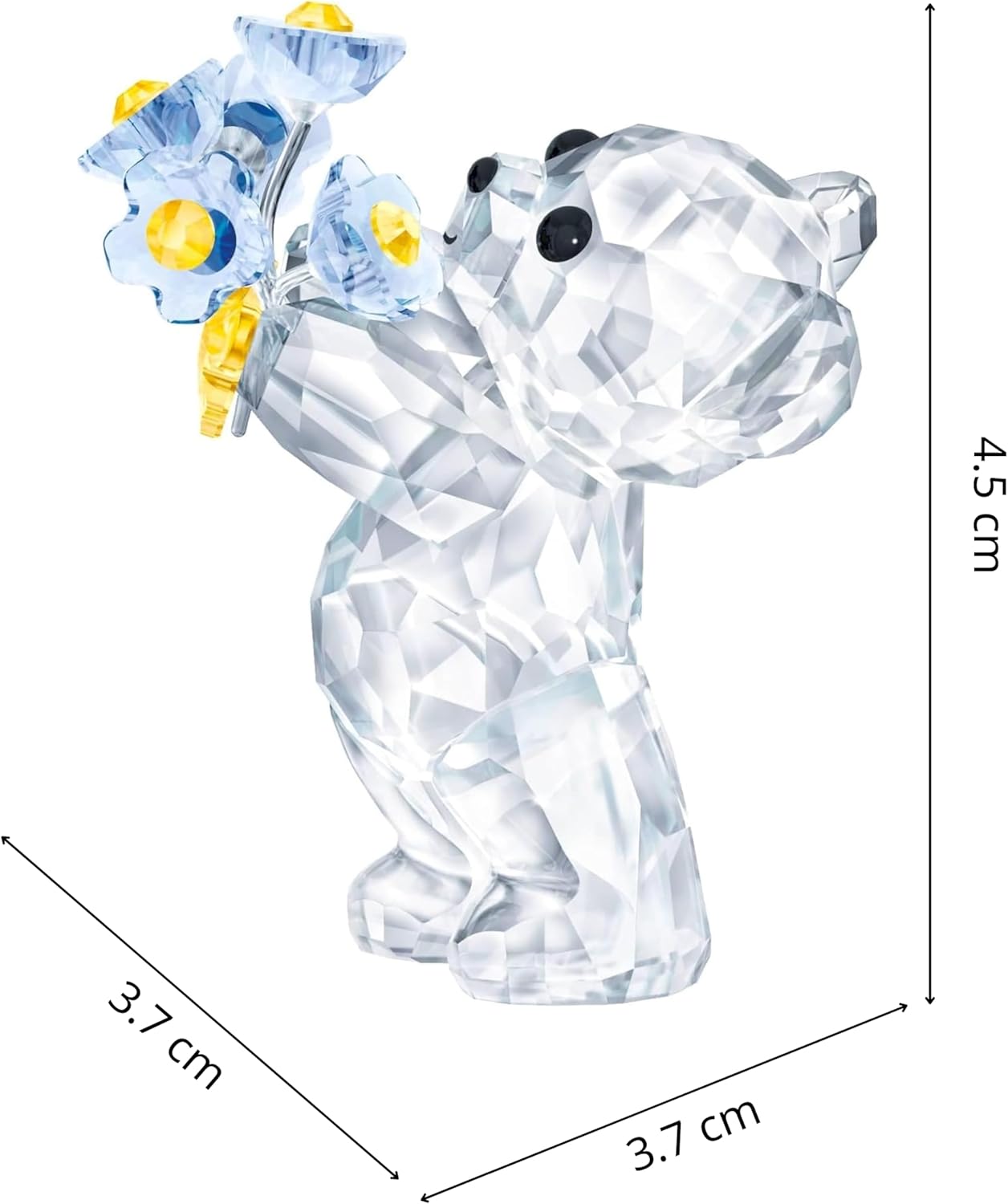 SWAROVSKI Kris Bears Forget Me Not, Clear Swarovski Crystal with Blue and Yellow Accents, Part of the Swarovski Kris Bears Collection