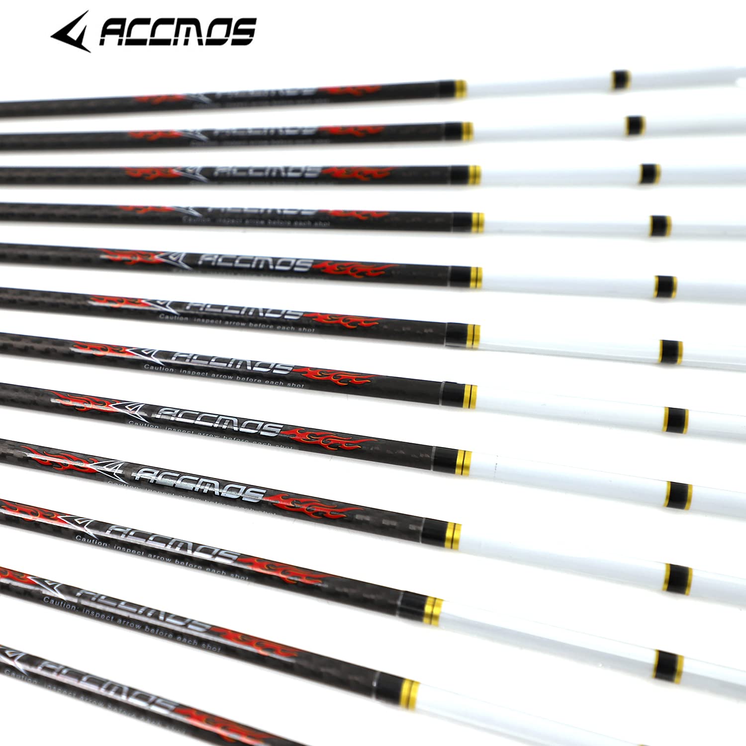 ACCMOS 3K Carbonpfeil Spine 500, 12 St, für Langbogen, Recurve-Bogen, Compound-Bogen, Jagd, 31 Zoll, Beidhändig
