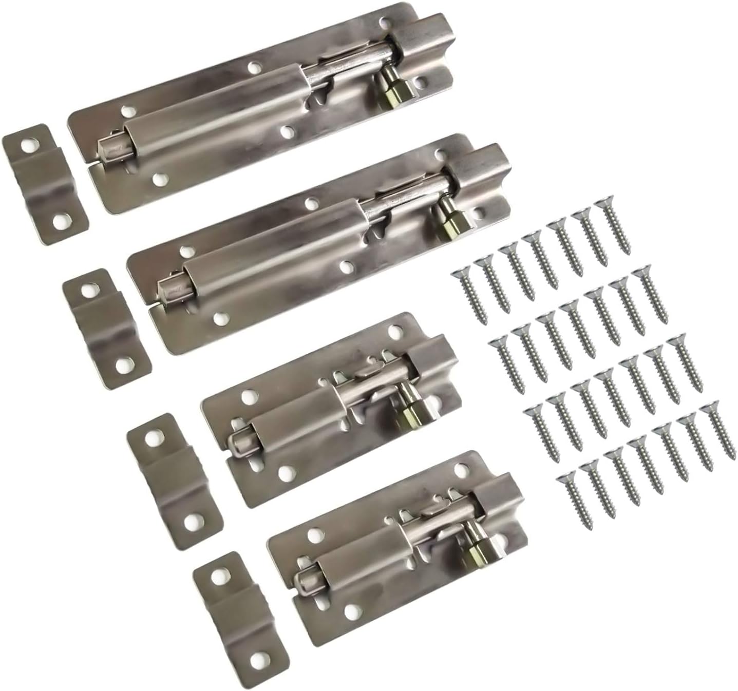 4 Pcs Barrel Bolt Latch, Thickened 3 Inch and 5 Inch Slide Latch Door