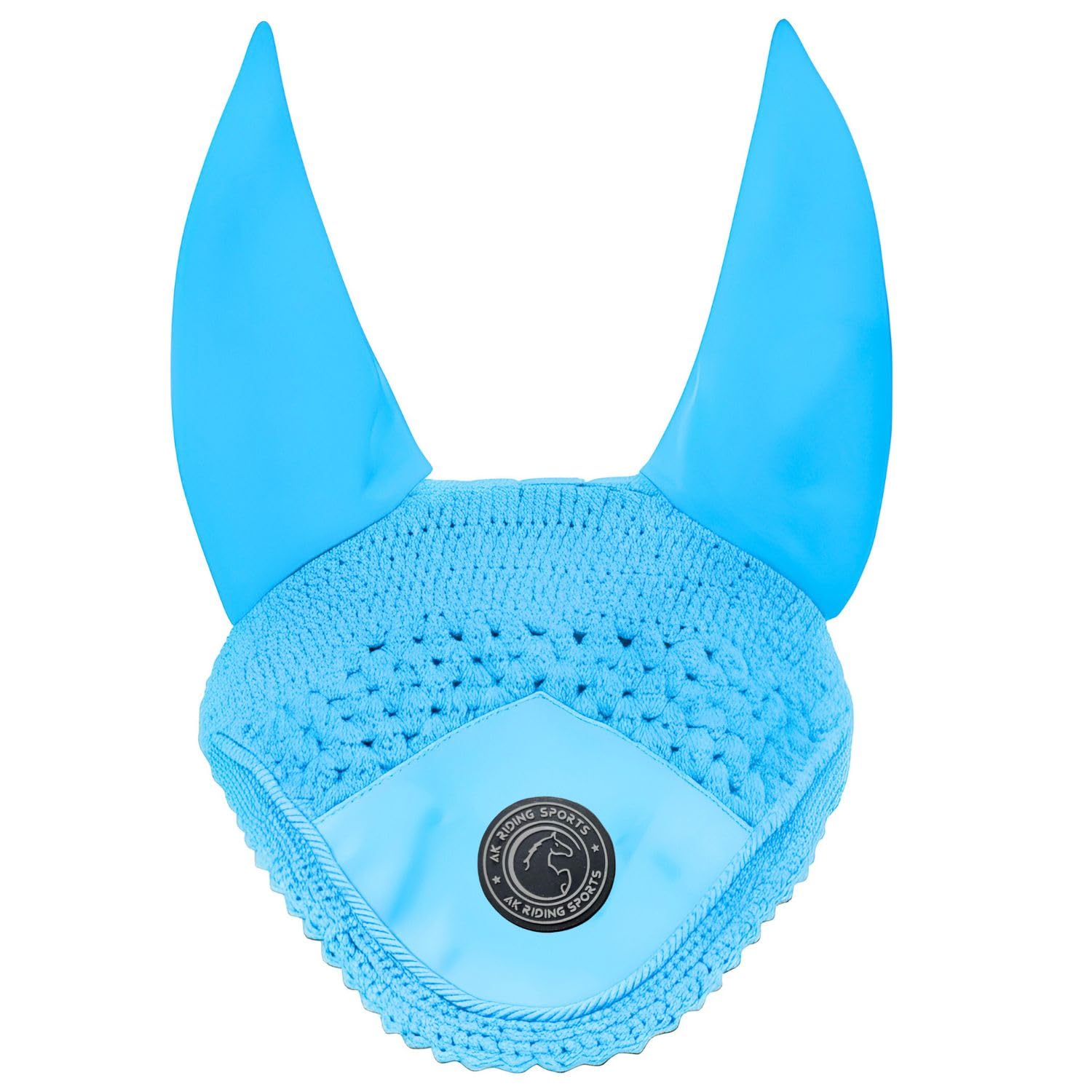 AK Fly Hood for Horses – Soft Lycra Ears, Close-Knit Crochet, Comfortable Fit – Equestrian Ear Bonnet for Sport Horses AKRS-6069-01 (Azure, X-FULL / (XL))