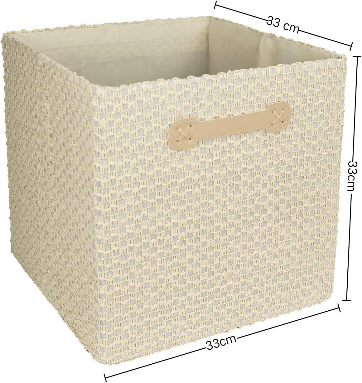 Foldable Cube Storage Bins 13x13 Inch, Delicate Lace Textured Storage Cubes Organizer with Dual Handles for Shelf Drawer, 2 Pack