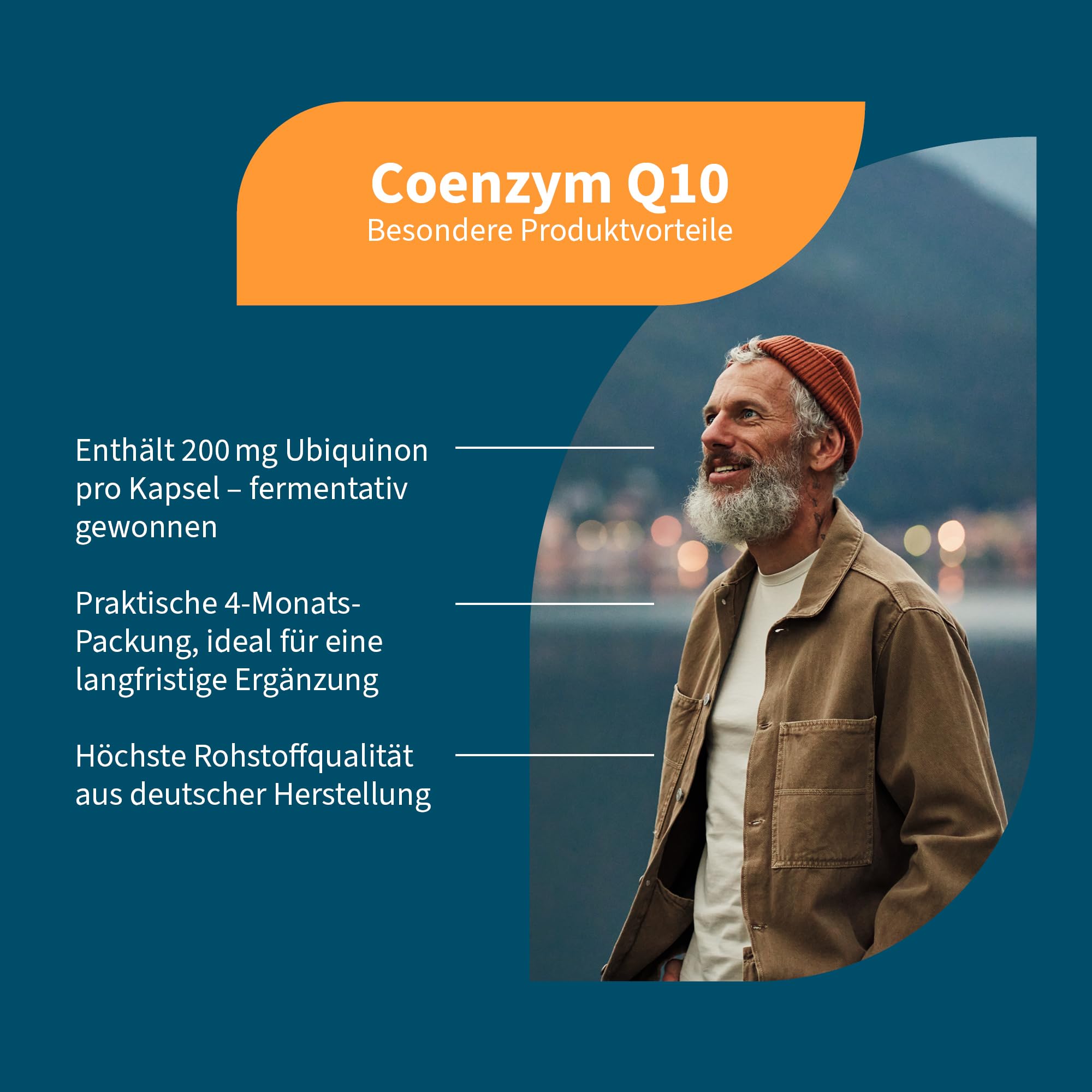 NatuGena Coenzym Q10 hochdosiert - 200 mg Coenzym Q10 pro Tagesdosis, Q10 in Form von stabilen Ubiquinon aus natrülicher Fermentierung, Laktose- und glutenfrei, vegan, 120 Kapseln (120 Tage-Packung)
