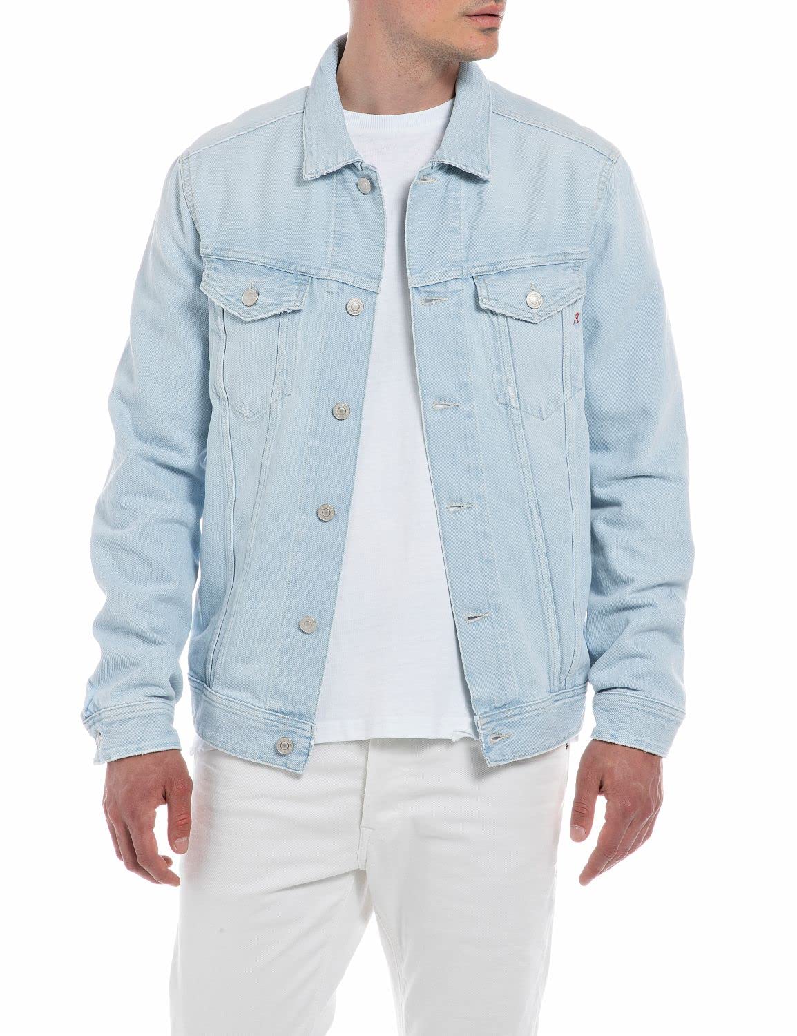 Replay Men's Stretch Denim Jacket, Superlight Blue 011 (Blue), XS
