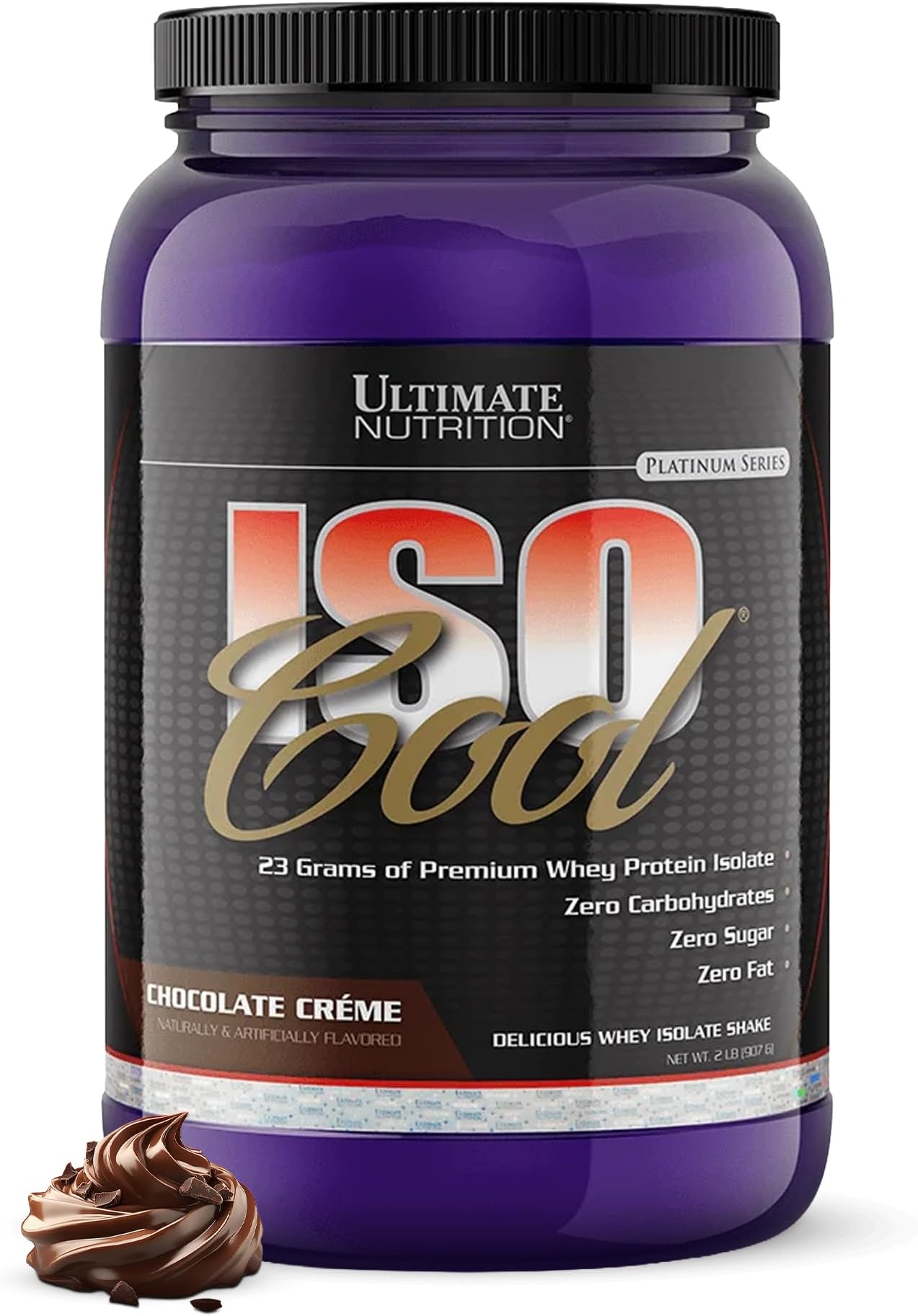 Ultimate Nutrition ISO Cool Whey Isolate, Chocolate Crème, 2 lb | 23g Whey Protein Isolate Per Serving, 6g BCAAs, Zero Carb, Sugar-free, Keto Protein for Lean Muscle Growth & Recovery