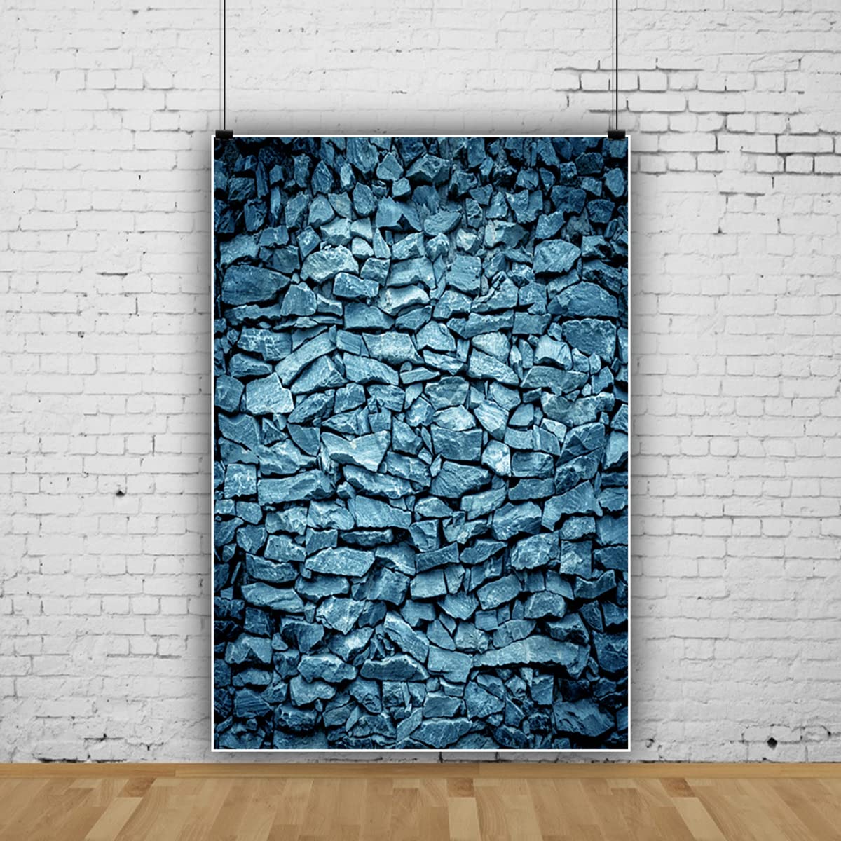 5x7ft Stone Wall Photography Background Retro Blue Natural Rock Wall Textured 3D Stone Wall Backdrops for Birthday Party Newborn Baby Kids Boys Adults Portrait Photo Shooting Props