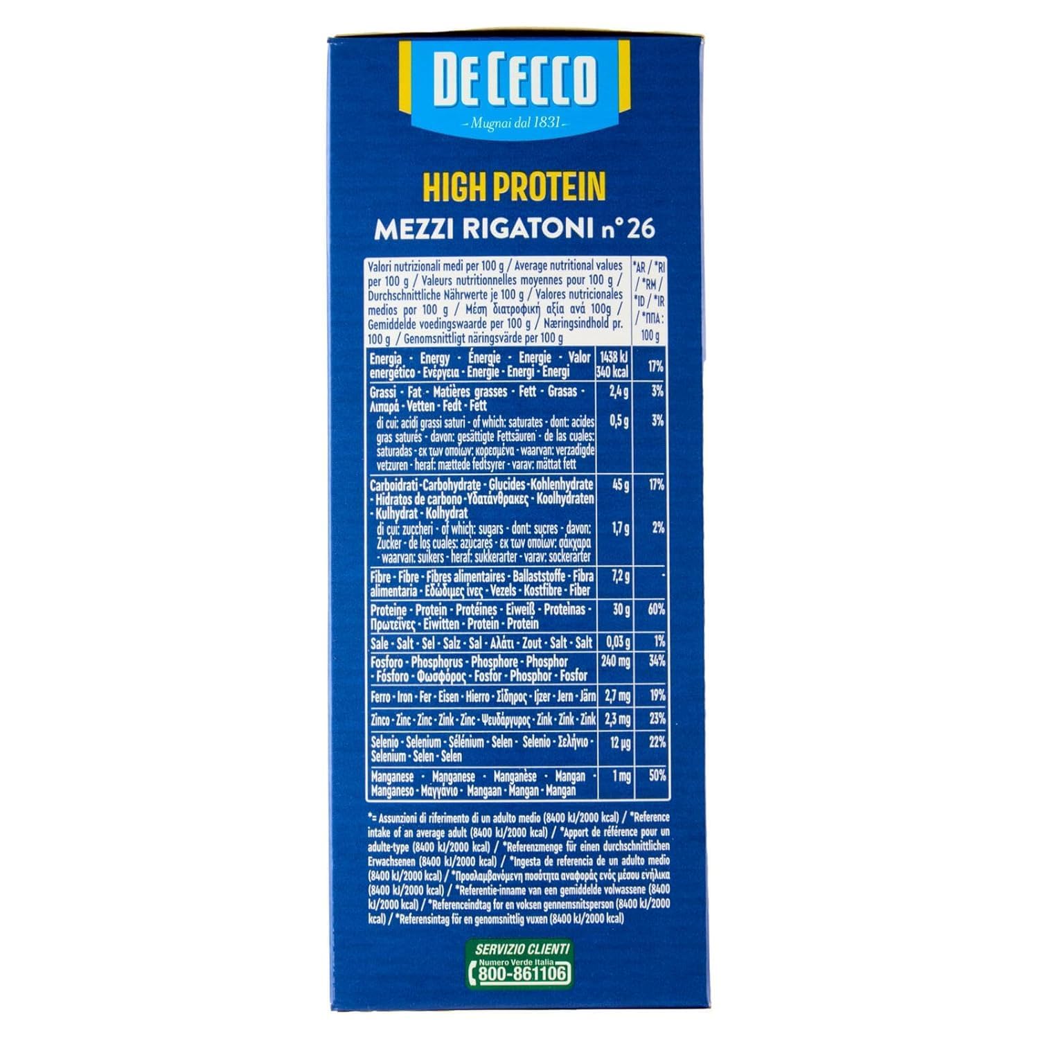 Italian Gourmet Pasta Mezzi Rigatoni proteica High Protein vegan 12 x 400g | 30% Eiweiß / ideale per sport, Muskelaufbau, Meal Prep, schnelle Gerichte, Gesamtnettogewicht 4,8 kg + Kostenlos Polpa 400g
