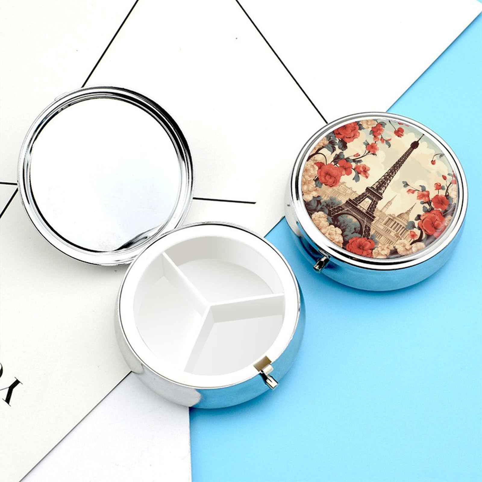 Amazon.com: Paris Vintage Floral Pill Box, Travel Medicine Pill