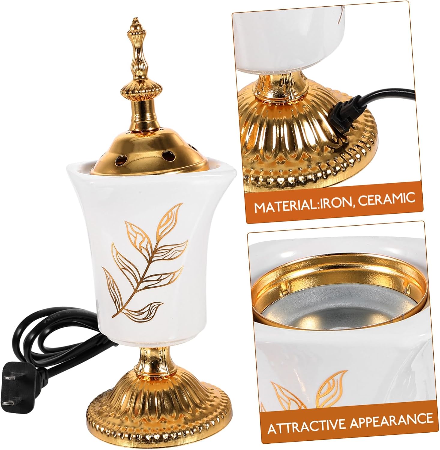White Electric Incense Burner Arabian Decorative Censer Elegant Home Fragrance Stove