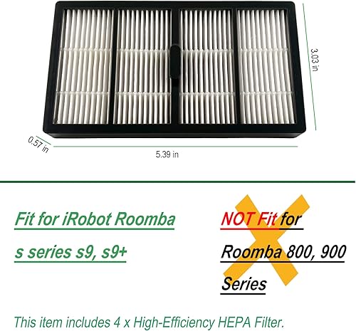 Miniatura 2 de Dttery Kit de filtro HEPA de alta eficiencia, pieza de repuesto para iRobot Roomba s Series s9 s9+ Plus Robot aspiradoras, 4643682, paquete de 4