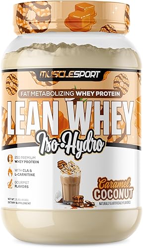 Musclesport Lean Whey Revolution Proteína en polvo  Aislamiento de proteína de suero  Bajo en calorías, bajo en carbohidratos, bajo en grasa,