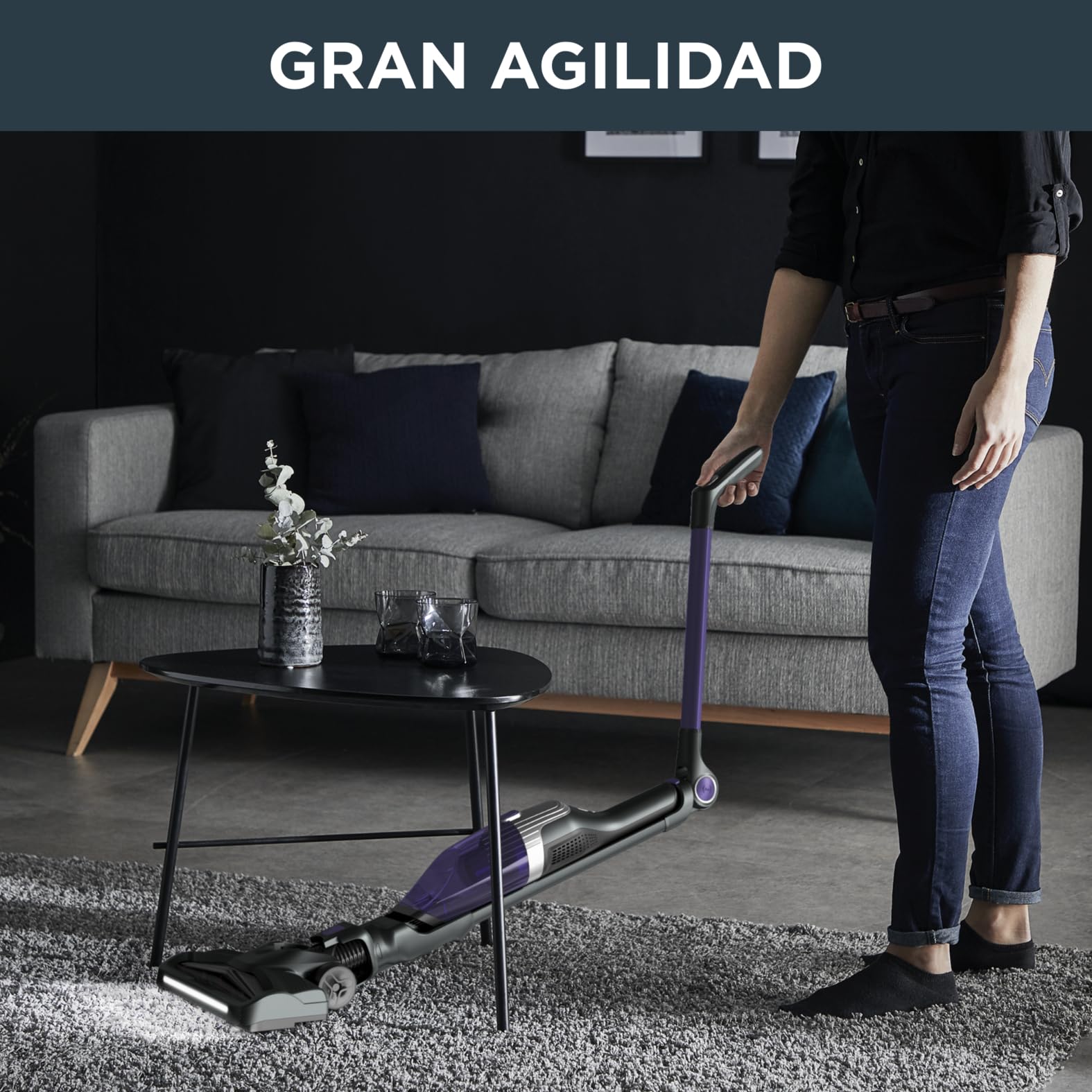 Rowenta X-TREM Compact 2 en 1 - Aspiradora escoba sin cable multisuperficies, aspiradora de mano muy ligera, hasta 60 min, Vision System, hasta el 99% filtrado, apta para personas alérgicas, RH1238