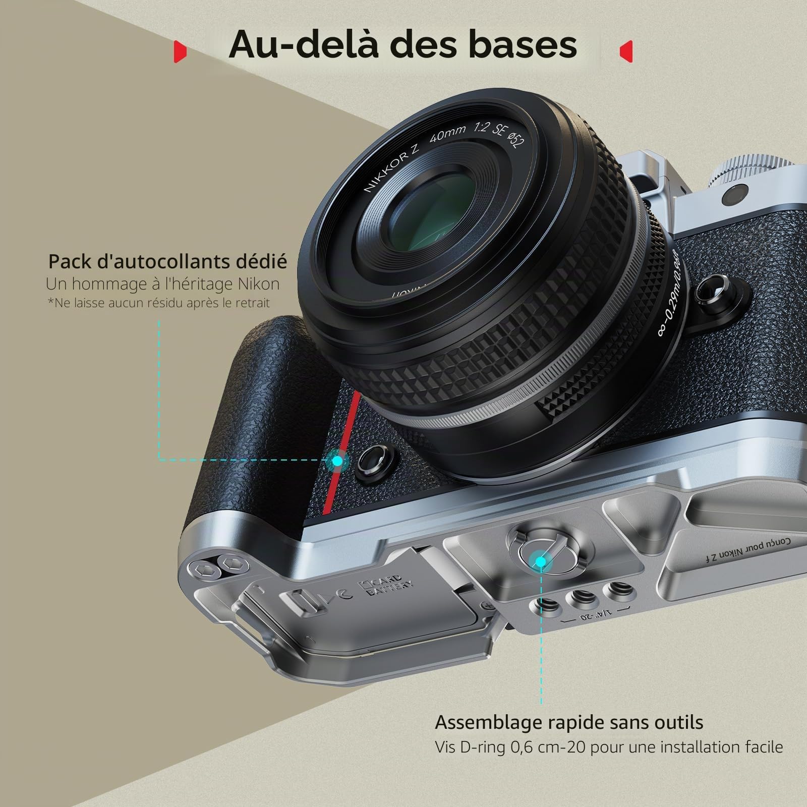 SMALLRIG Poignée en Silicone en Forme de L pour Nikon Z f, avec Plaque de dégagement Rapide intégrée pour Arca et Trou pour dragonne, poignée Ergonomique en Silicone pour trépieds- 5706