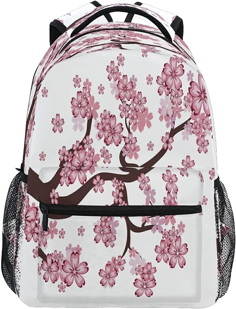 BAIHUISHOPBlooming Sakura Japanese Cherry Blossom Backpacks Travel Laptop Daypack School Bags for Teens Men Women, Multicoloured, one-size