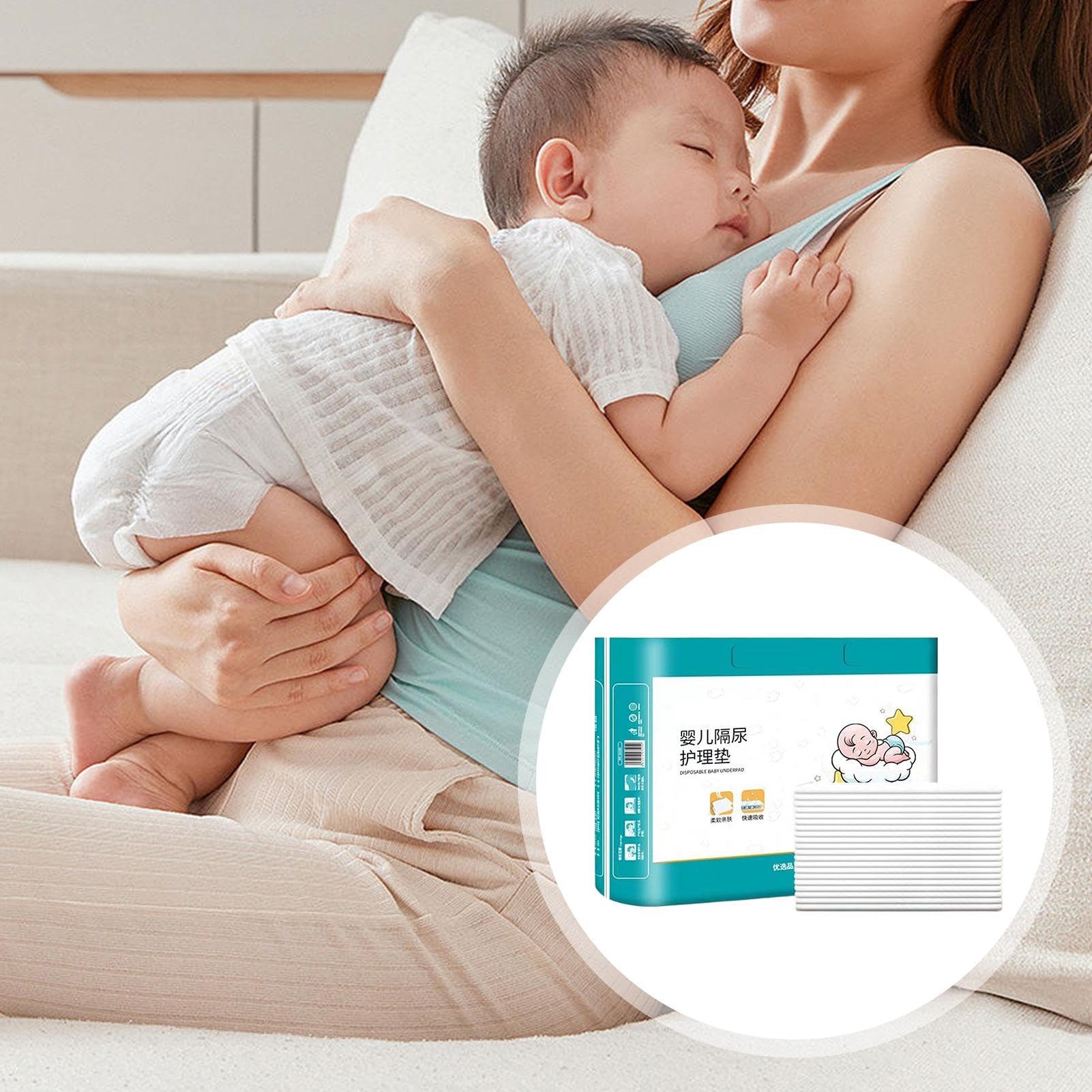 Cambiador Impermeable Protectores Transpirables con Alta Absorción | 40 Piezas De Cambiadores De Pañales Portátiles Para Bebés Niños y Niñas en Cama Hogar Viajes