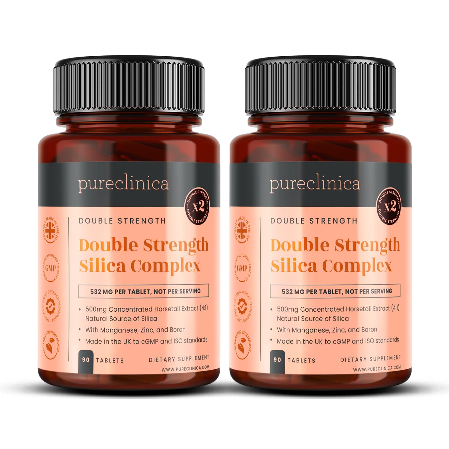 Complesso di silice a doppia potenza – fornitura per 6 mesi! (Estratto di equiseto da 500 mg x 180 compresse)