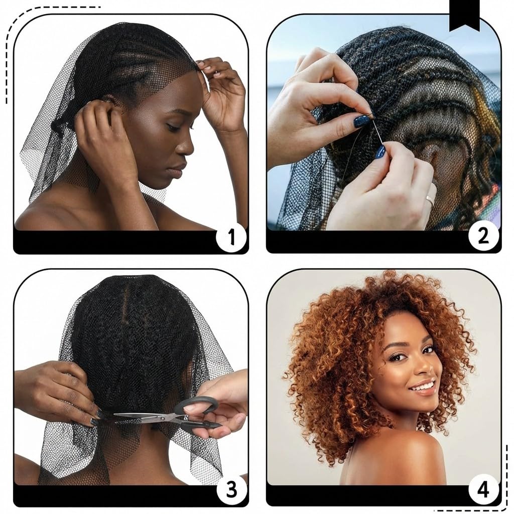 10 Pcs Black Stretch Weaving Nets – Flexible Triple Helix Hair Net for Sew-in Weave Styles, Soft & Breathable Mesh Fits Scalp Contour, Durable Weave Net Cap for Braiding, Salon & Home Use