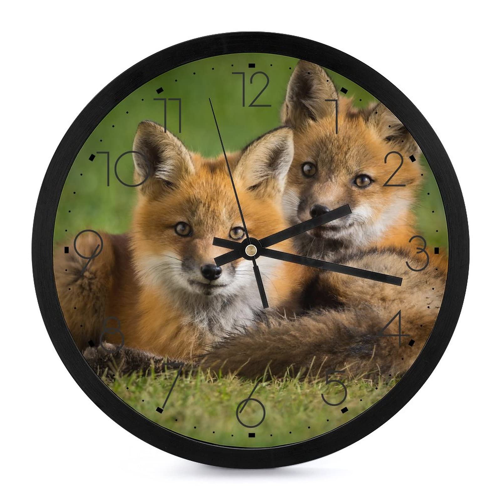 Pendule murale renard de 25.4cm horloge silencieuse pour école
