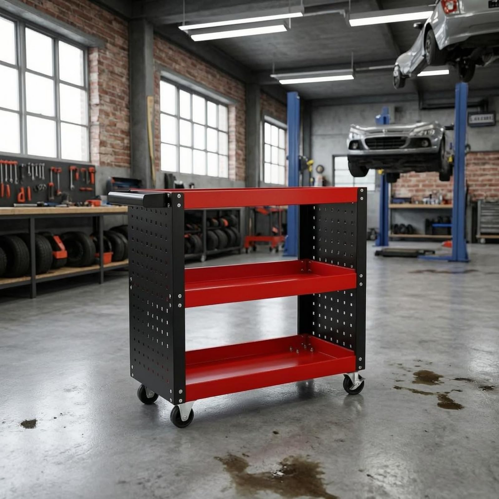 Carrello Portautensili Mobile Carrello Attrezzi Carrello Officina Carrello Riparazioni con Struttura in Acciaio a Tre, style to 2