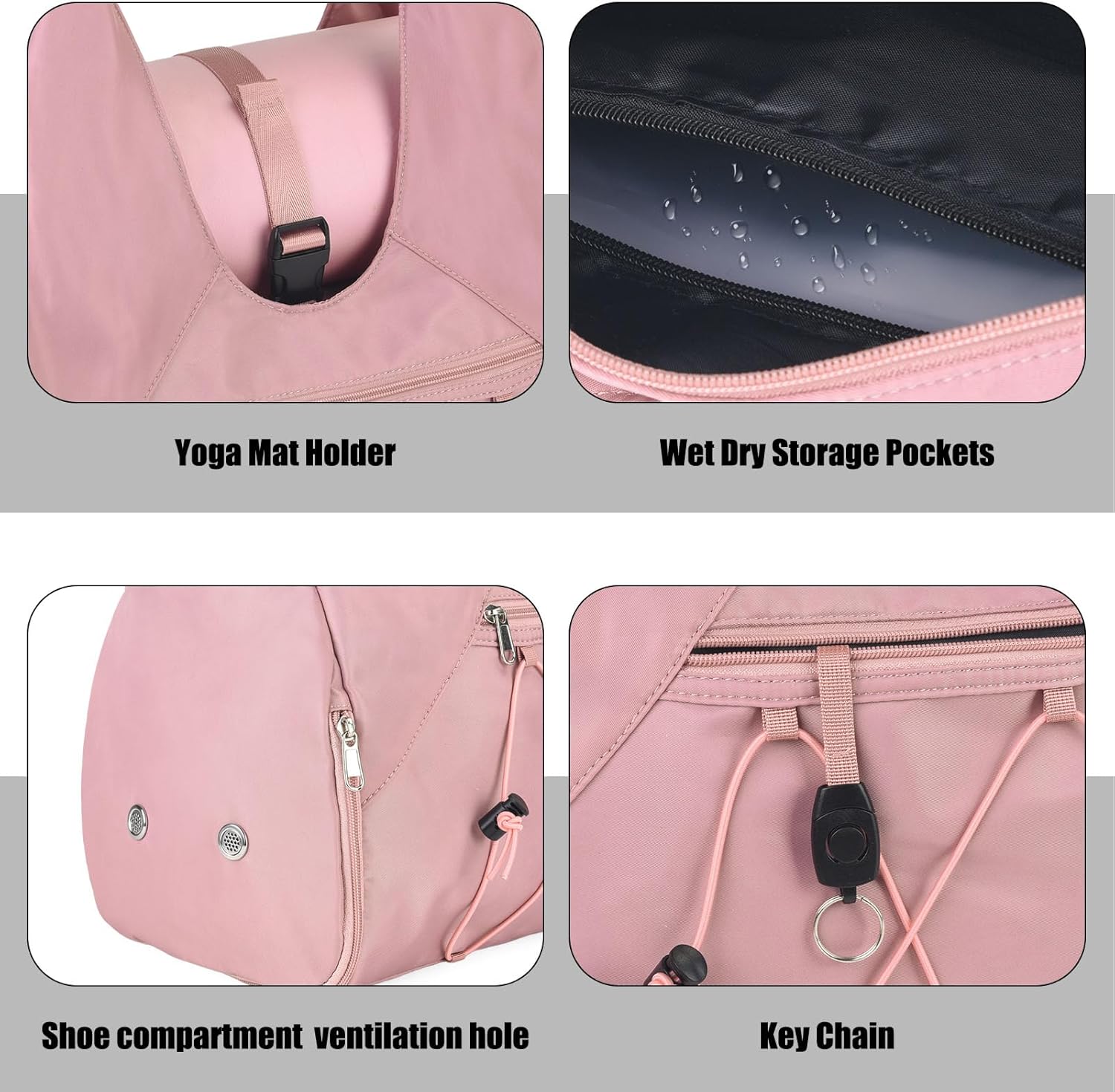 Forestfish Gym Bag For Women With Yoga Mat Holder & Shoe Compartment & Wet Dry Storage Pocket & Adjustable Strap - Image 4