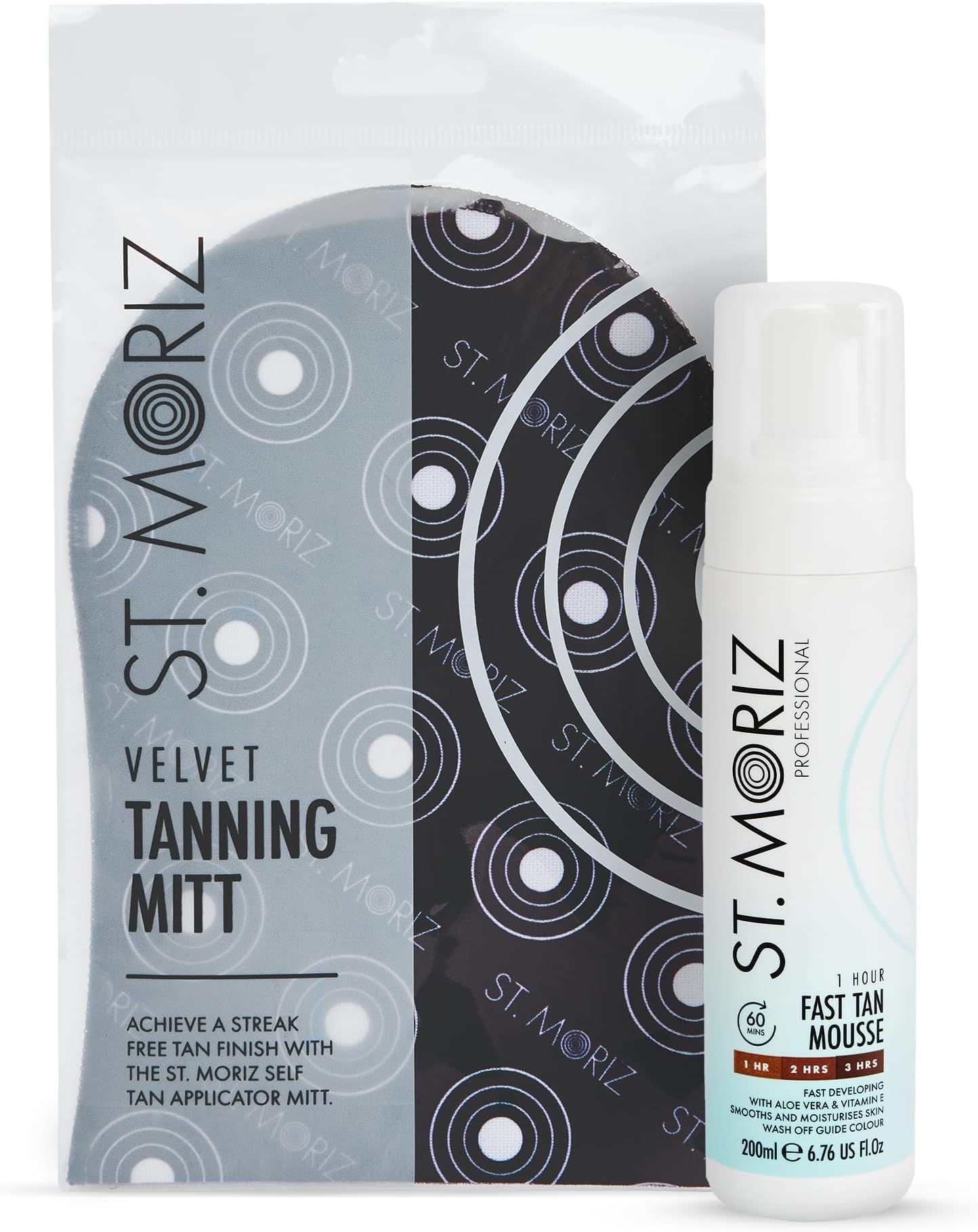 Professional 1 Hour Fast Self Tanner Mousse, Light to Dark with Self Tanning Mitt - Instant, Express Self Tanner Foam for a Golden, Natural Fake Tan – With Aloe Vera & Vitamin E - 6.76 fl oz