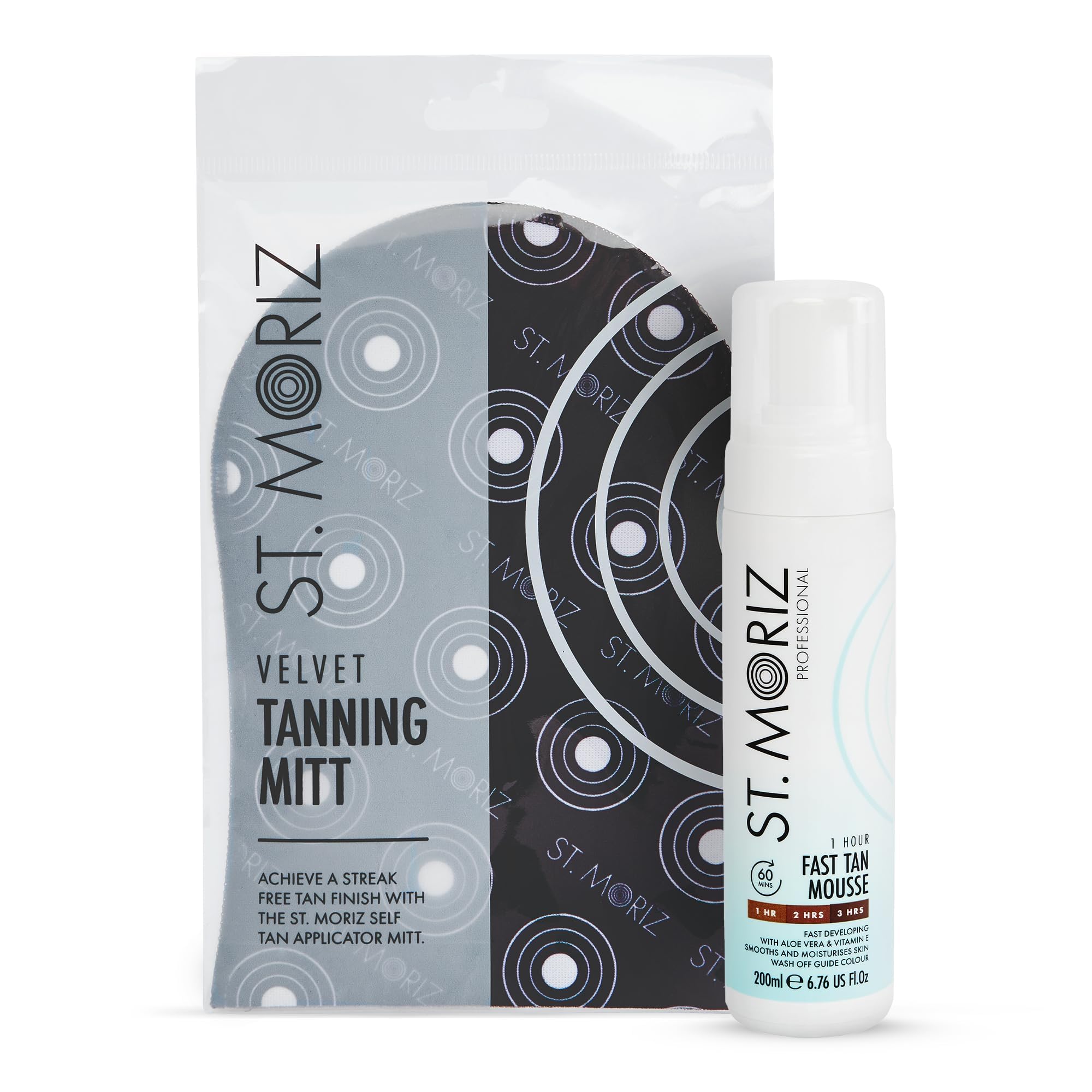 St. Moriz Professional 1 Hour Fast Self Tanner Mousse, Light to Dark with Self Tanning Mitt - Instant, Express Self Tanner Foam for a Golden, Natural Fake Tan – With Aloe Vera & Vitamin E - 6.76 fl oz