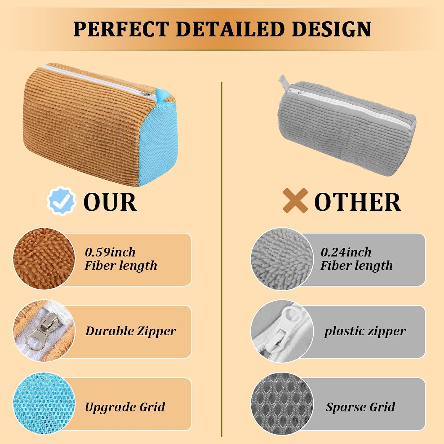 2 Pcs Shoe Washing Machine Bag Sneaker Laundry Bags For washers, Cleaned 360° Mesh Pouch Reusable & Durable Laundry Shoe Bag Side Zipper, Suitable for Washing Machine and Dryer(Light Brown)