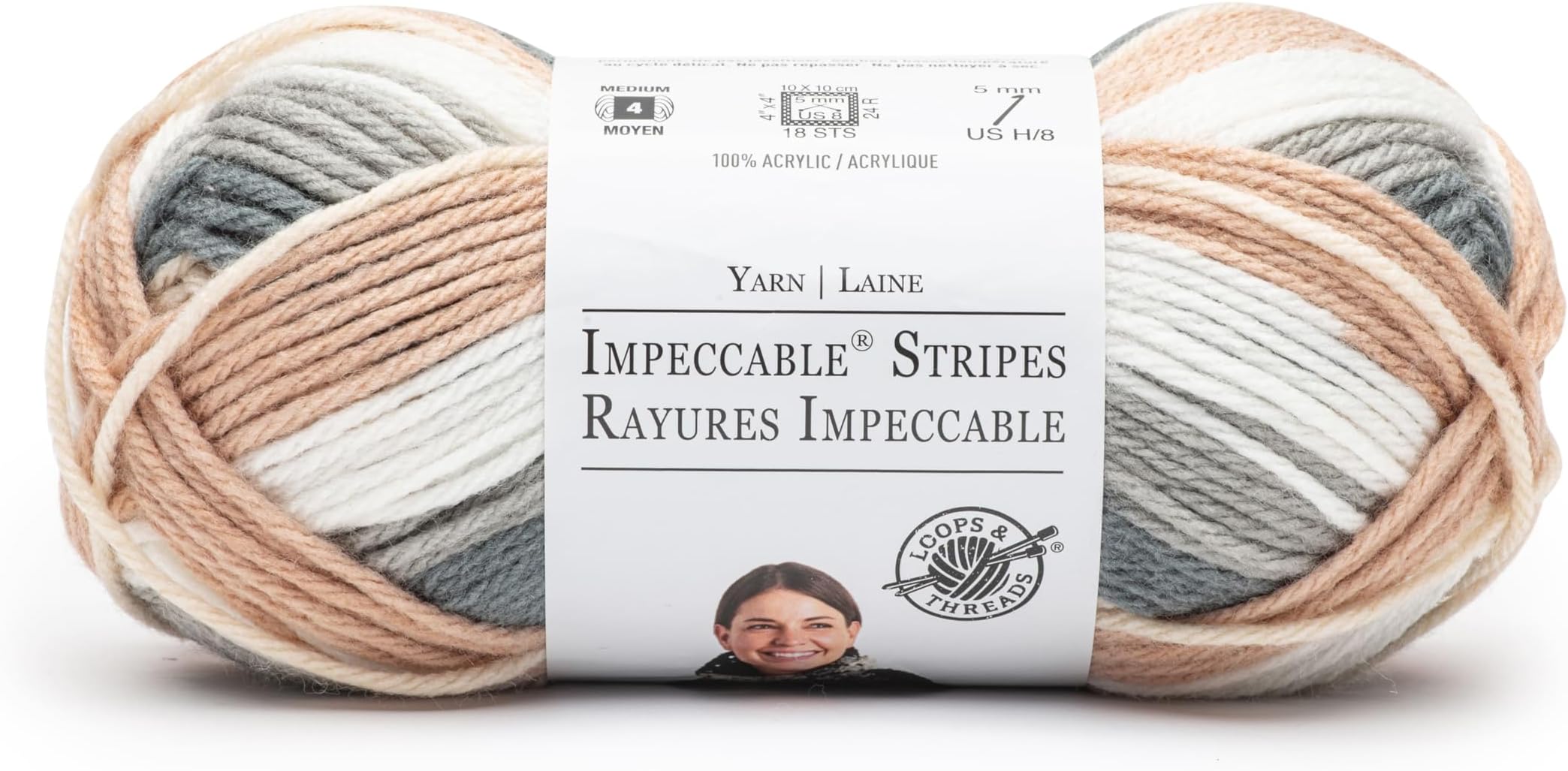 Biscotti Impeccable Stripes Yarn – Medium Weight Yarn for Knitting, Crochet, Weaving, Arts & Crafts, 18 Pack
