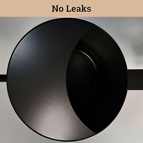 Miniatura 5 de Regadera pequeña de metal de 35 onzas con boquilla larga y mango de madera real para plantas de casa, suculentas, cactus y plántulas, regadera negra