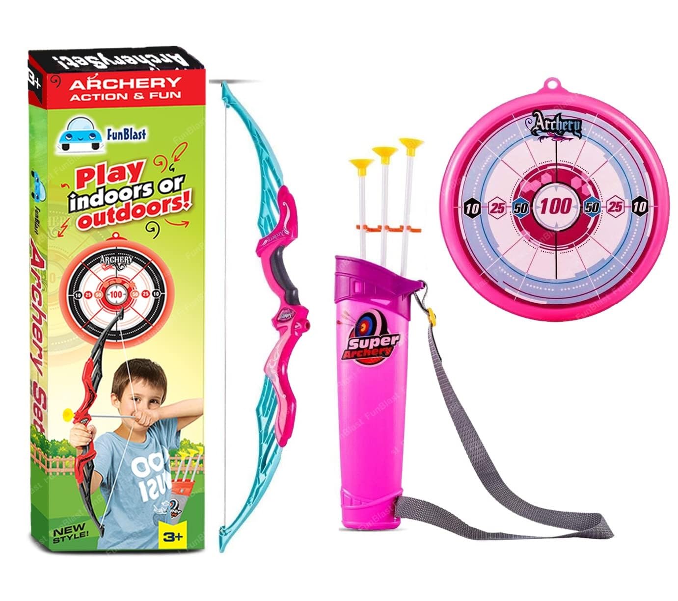 FunBlast Bow and Arrow Toy Set – Target Shooting Archery Toy Set, Real Action Shooting Bow and Arrow, Indoor and Outdoor Shooting Game, 1 Bow and 3 Arrow (B) (B0B9BB67GV) Amazon Price History, Amazon Price Tracker